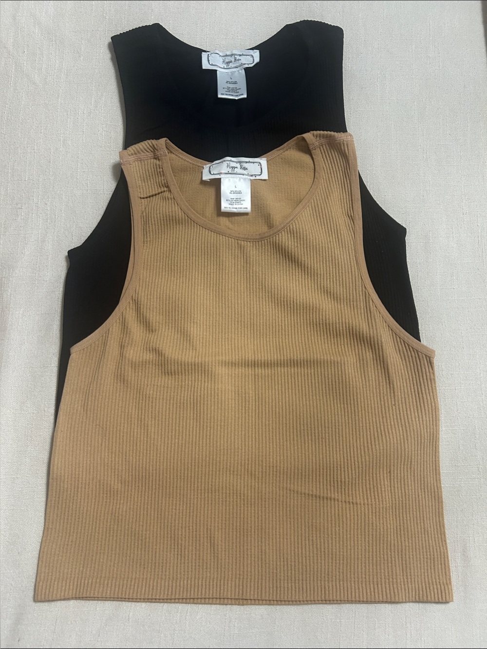 Hippie Rose Ribbed Tank Tops in Black & Camel